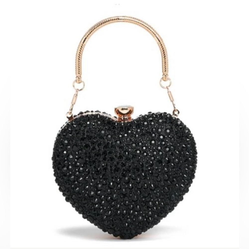 Ramla Heart Shaped Crystal Clutch Crossbody